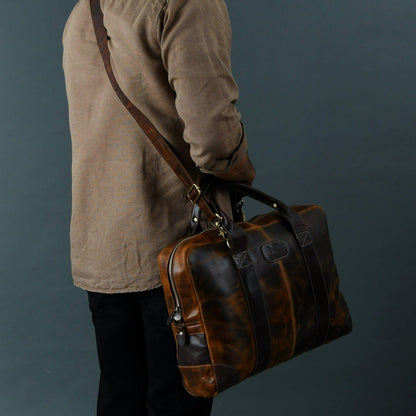 Brown Jefferson Briefcase by Classy Leather Bags