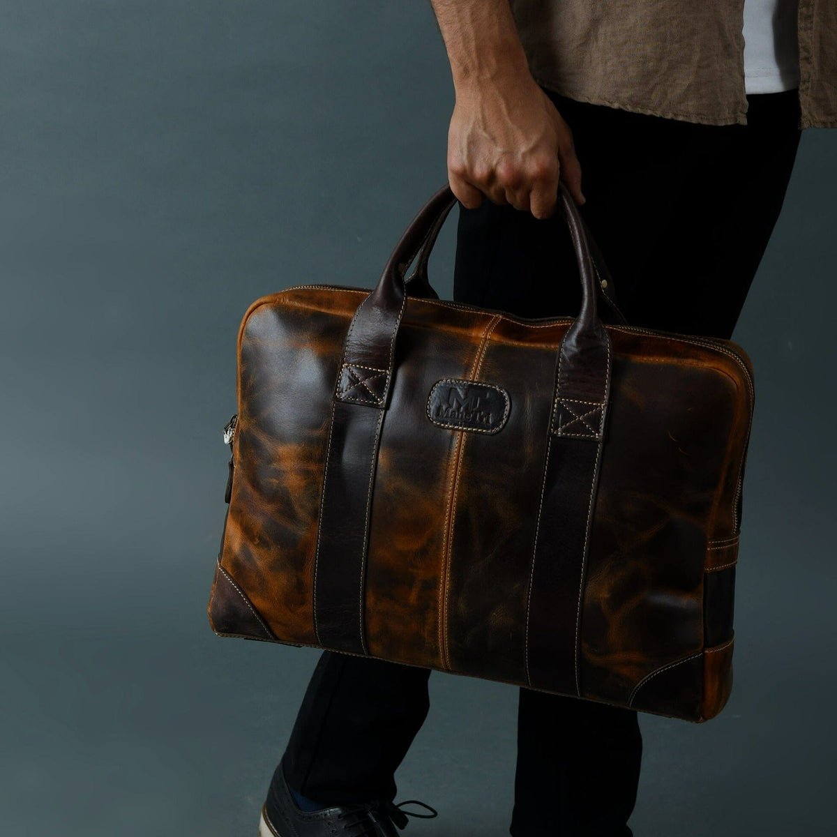 Brown Jefferson Briefcase by Classy Leather Bags