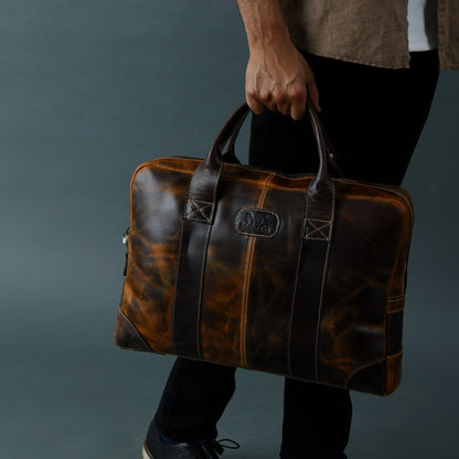 Brown Jefferson Briefcase by Classy Leather Bags