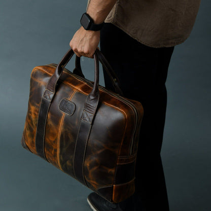 Brown Jefferson Briefcase by Classy Leather Bags