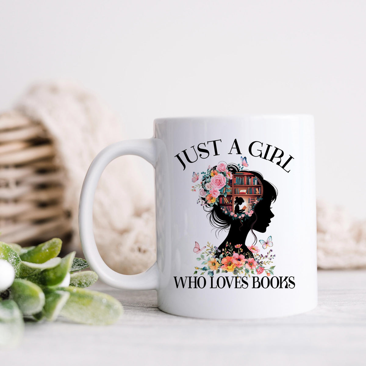 Book Lover Coffee Mug – Floral Book Mug | Ceramic, Microwave Safe Gift by Joyful Moose