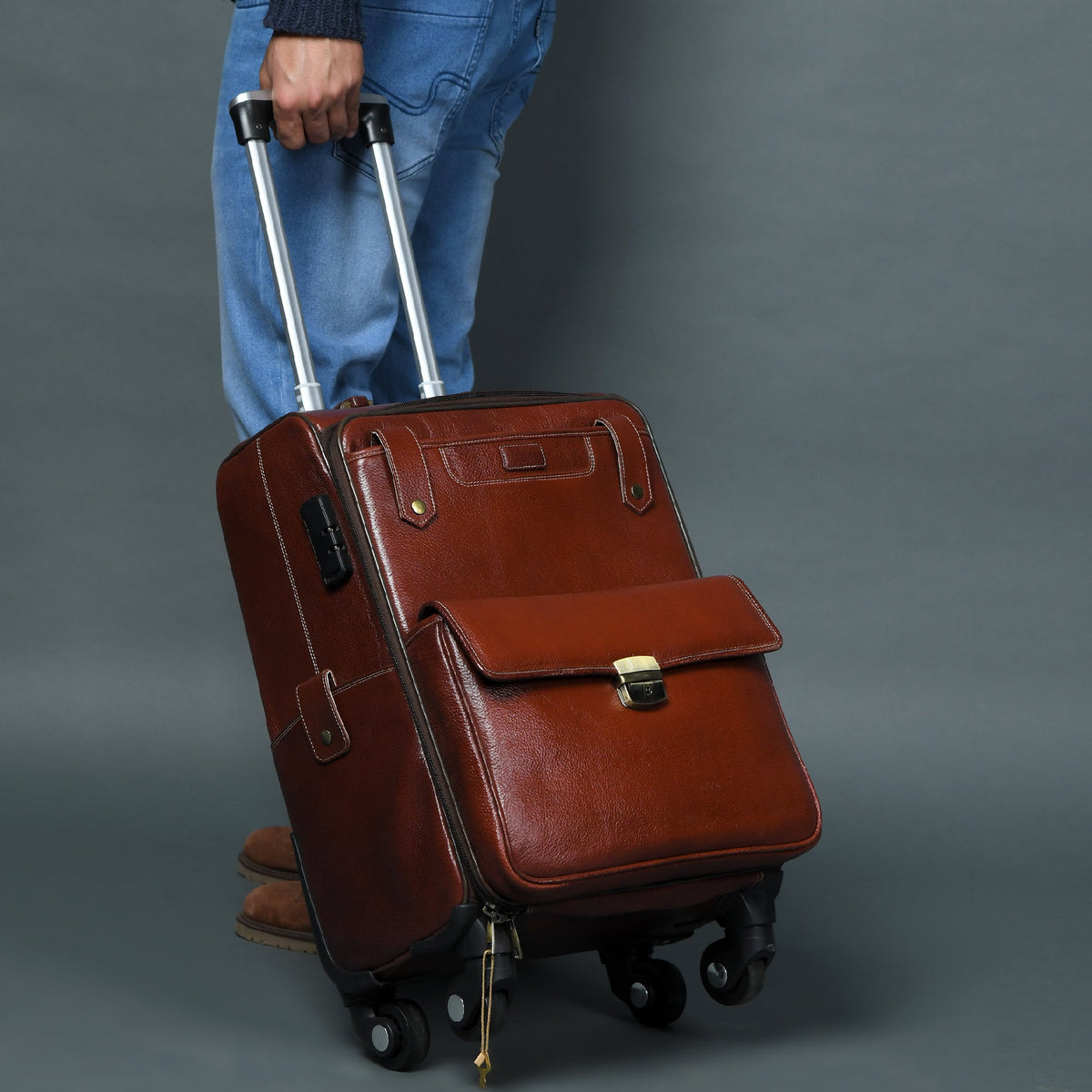Leather Carry-On Trolly Bag by Classy Leather Bags
