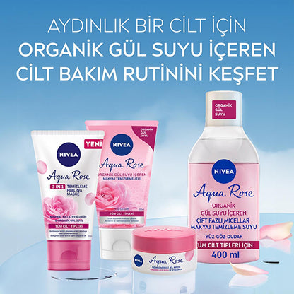 NIVEA Aqua Rose Micellar Makeup Remover - Gentle & Effective Dual-Phase Formula (13.53 fl oz) by Beauty Care Bag