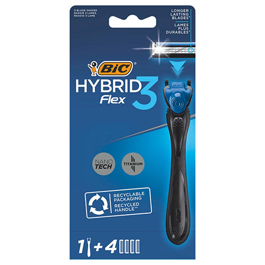 Bic Flex3 Hybrid men's razor with titanium blades and ergonomic handle