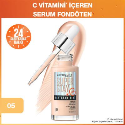 Maybelline New York Super Stay Skin Tint Foundation - 05: Lightweight Vitamin C Foundation for Radiant, Long-Lasting Natural Coverage by Beauty Care Bag