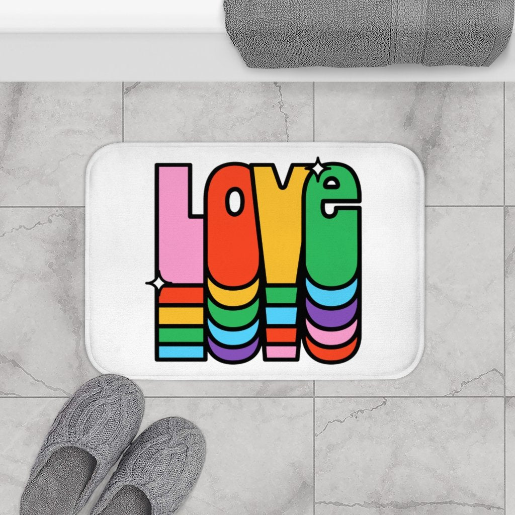 Rainbow Love Bath Mat by Yellow Pandora