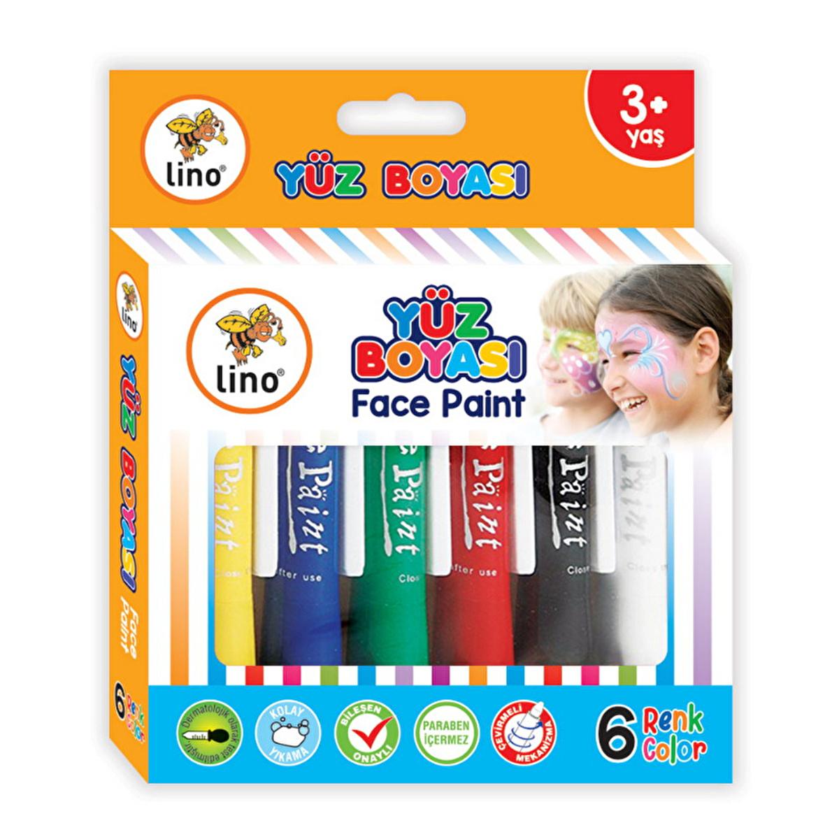 Lino Washable Face Paint Set - 6 Colors, Water-Based, Dermatologically Tested by Beauty Care Bag