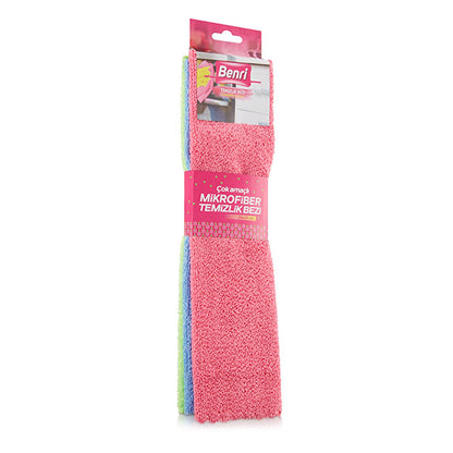 Benri 3-Pack Microfiber Cleaning Cloths - Soft, Versatile & Durable Multi-Surface Cleaning Tools by Beauty Care Bag
