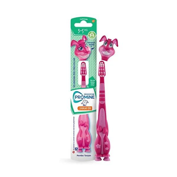 Sensodyne Promine Children's Toothbrush for Kids Aged 3-5, Soft Bristle, Gentle Oral Care, Rabbit Character Design by Beauty Care Bag