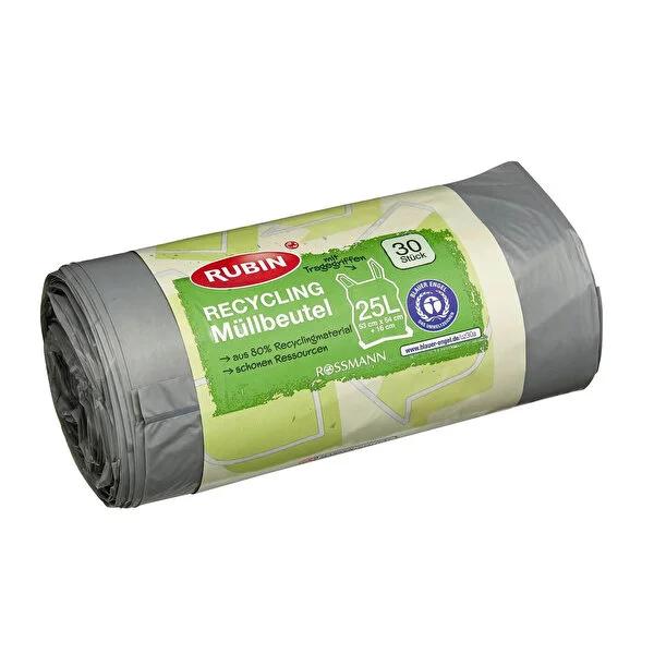 Rubin Durable Trash Bags with Handles - 25L, 30 Count, Eco-Friendly, Leak-Proof, and Tear-Resistant by Beauty Care Bag
