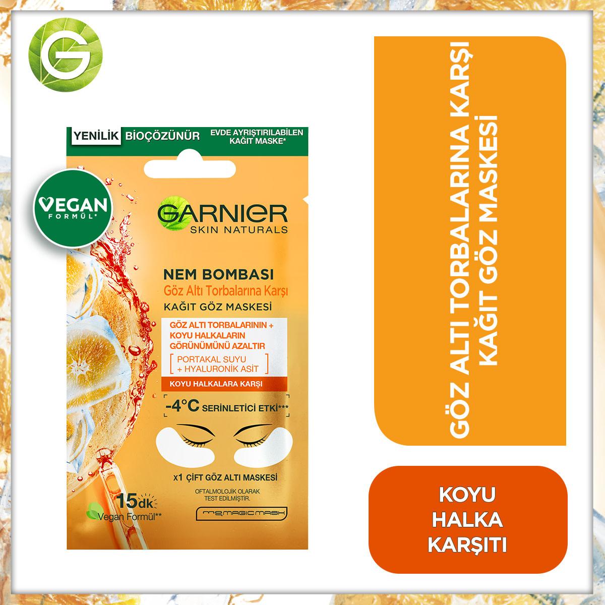 Garnier SkinActive Eye Mask: Reduce Under Eye Bags & Dark Circles with Hydrating Hyaluronic Acid & Brightening Orange Juice - Refresh & Revitalize by Beauty Care Bag