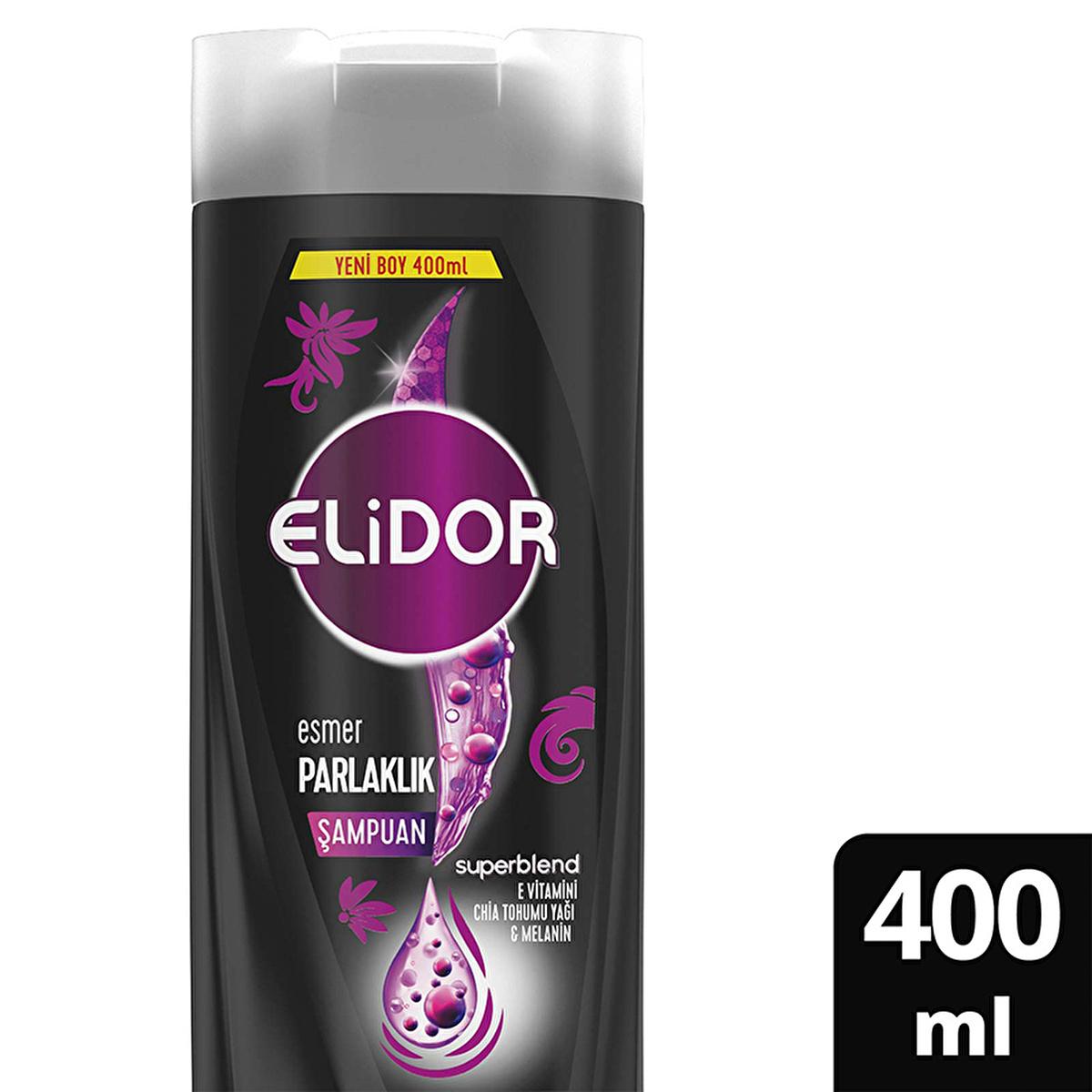 Elidor Brunette Hair Shampoo for Dark Hair Shine - E Vitamin & Chia Seed Oil - Strengthening & Revitalizing - 13.53 fl oz by Beauty Care Bag