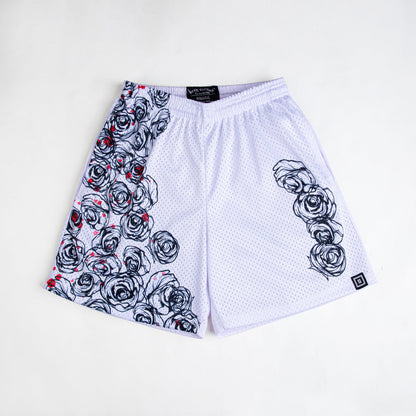 Cursed Flowers anime mesh shorts with sublimated design
