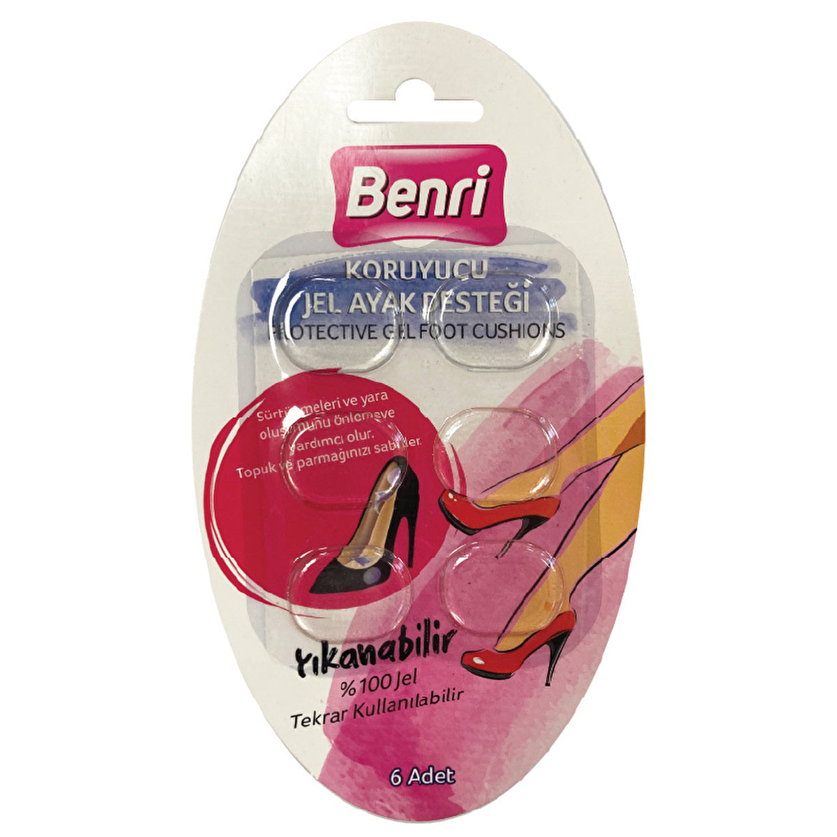 Benri Gel Foot Pads - 6 Pack | Comfortable Foot Protection by Beauty Care Bag