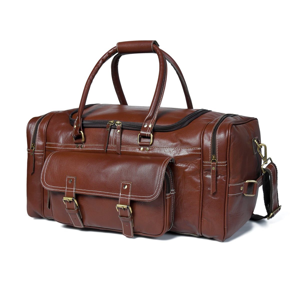 Upgraded Traveler Weekender Duffle by Classy Leather Bags