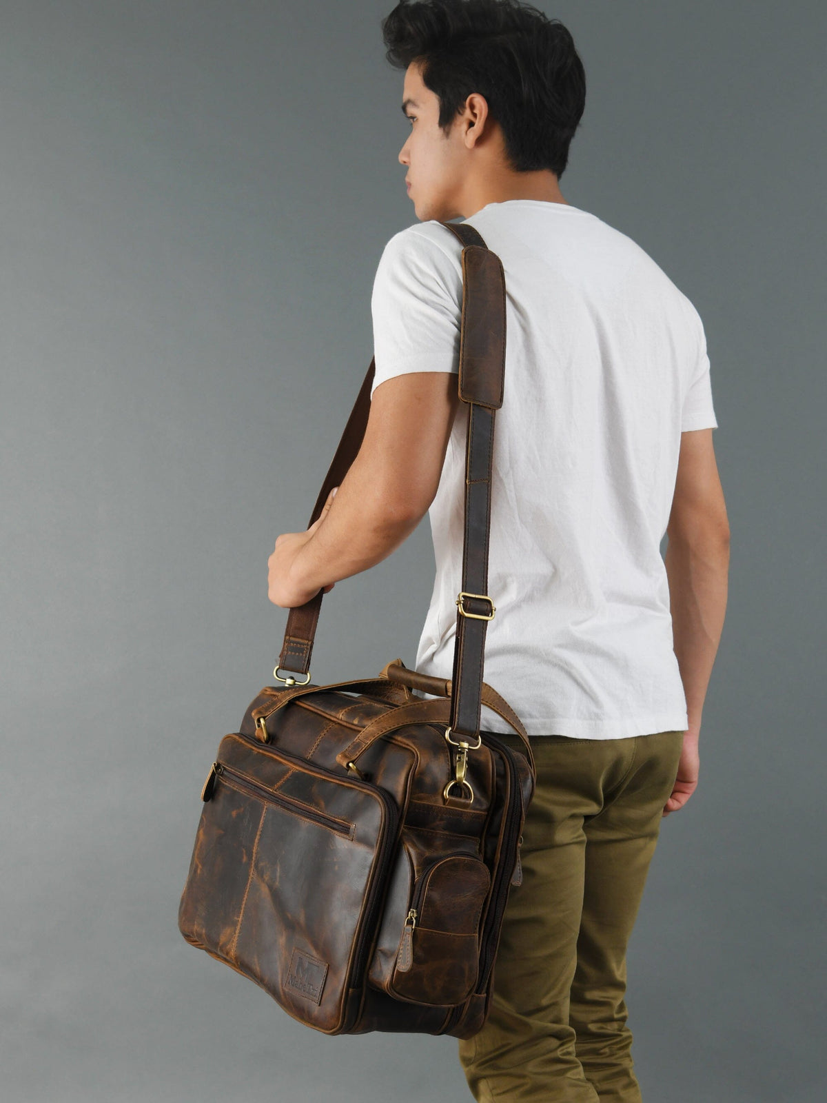 Floyd Handmade Buffalo Leather Office Briefcase by Classy Leather Bags