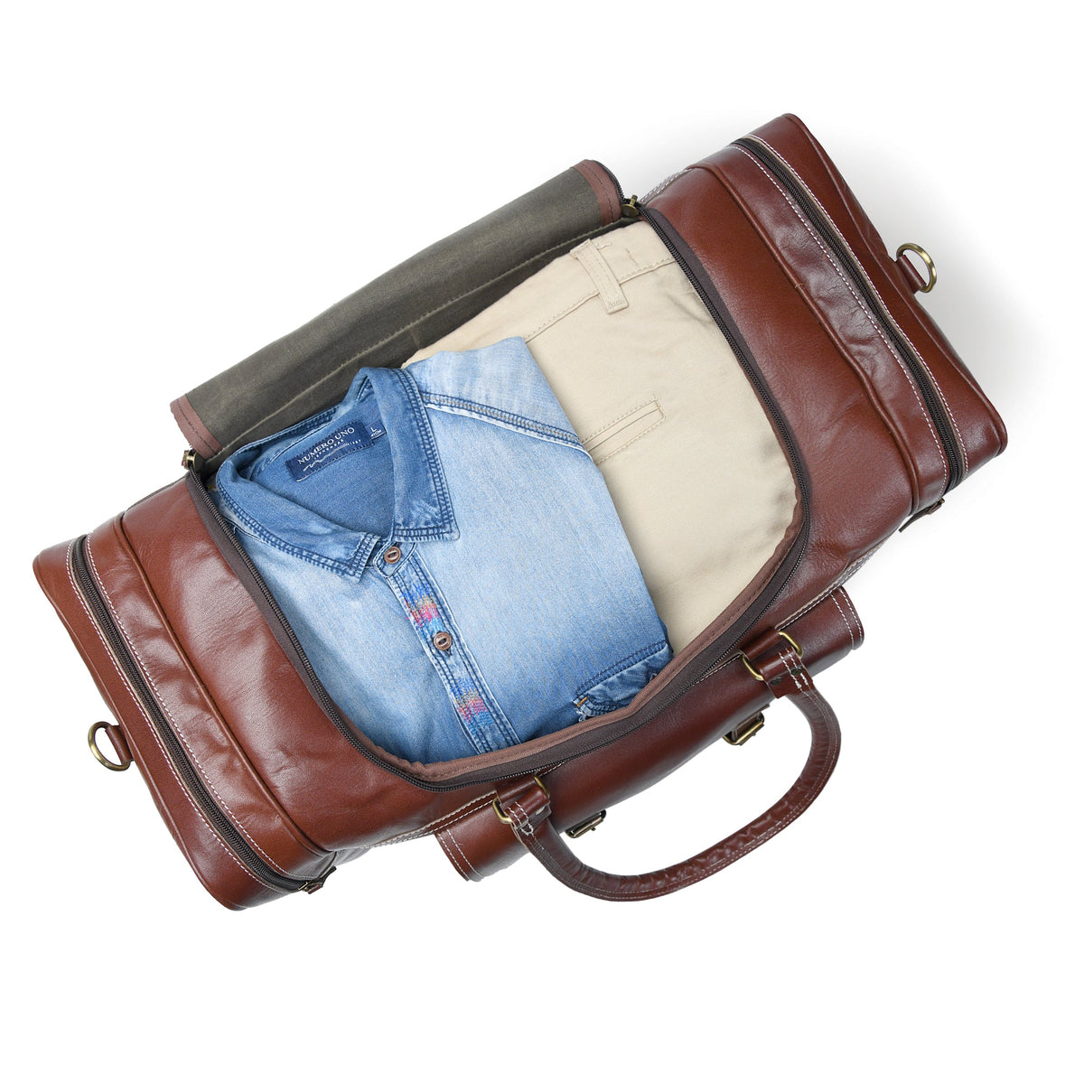 Upgraded Traveler Weekender Duffle by Classy Leather Bags