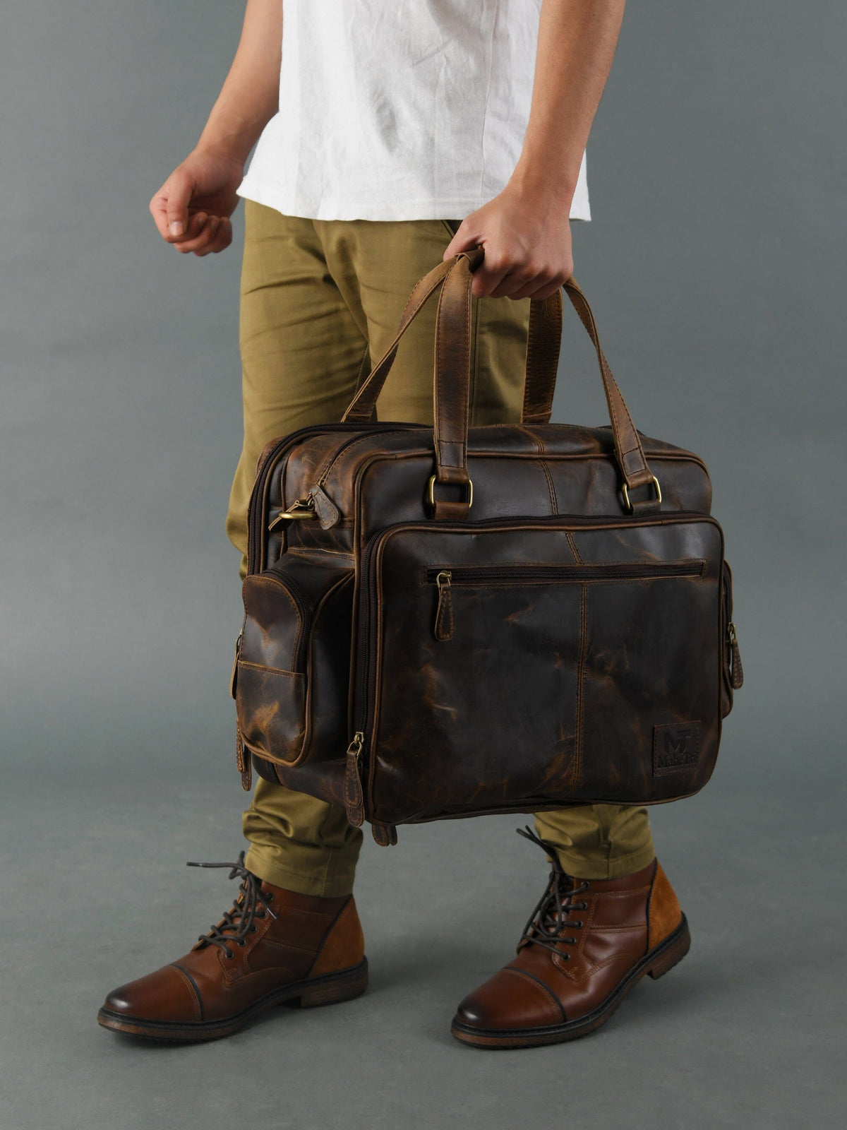 Floyd Handmade Buffalo Leather Office Briefcase by Classy Leather Bags