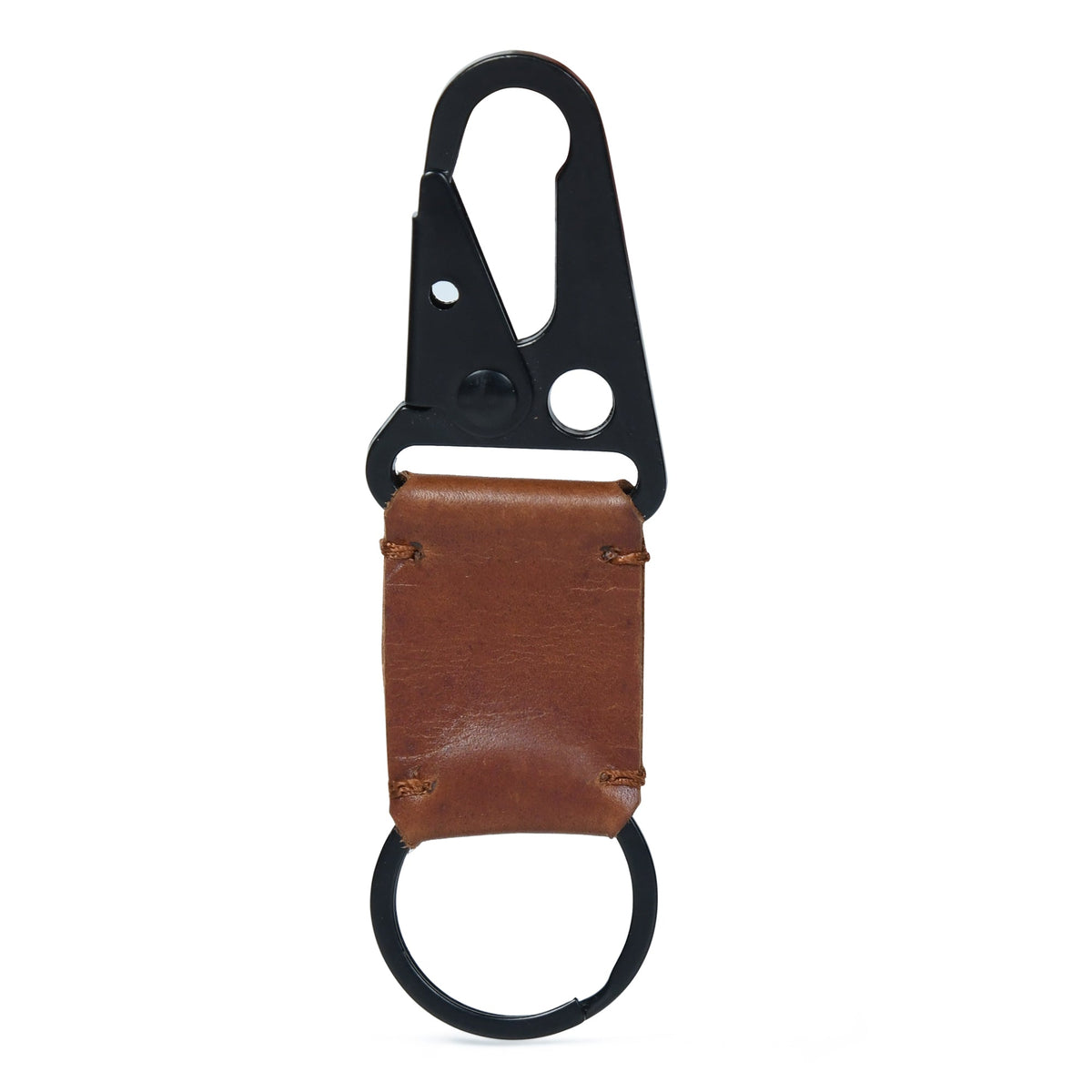 Leather-Metal Key Ring Keychain by Classy Leather Bags