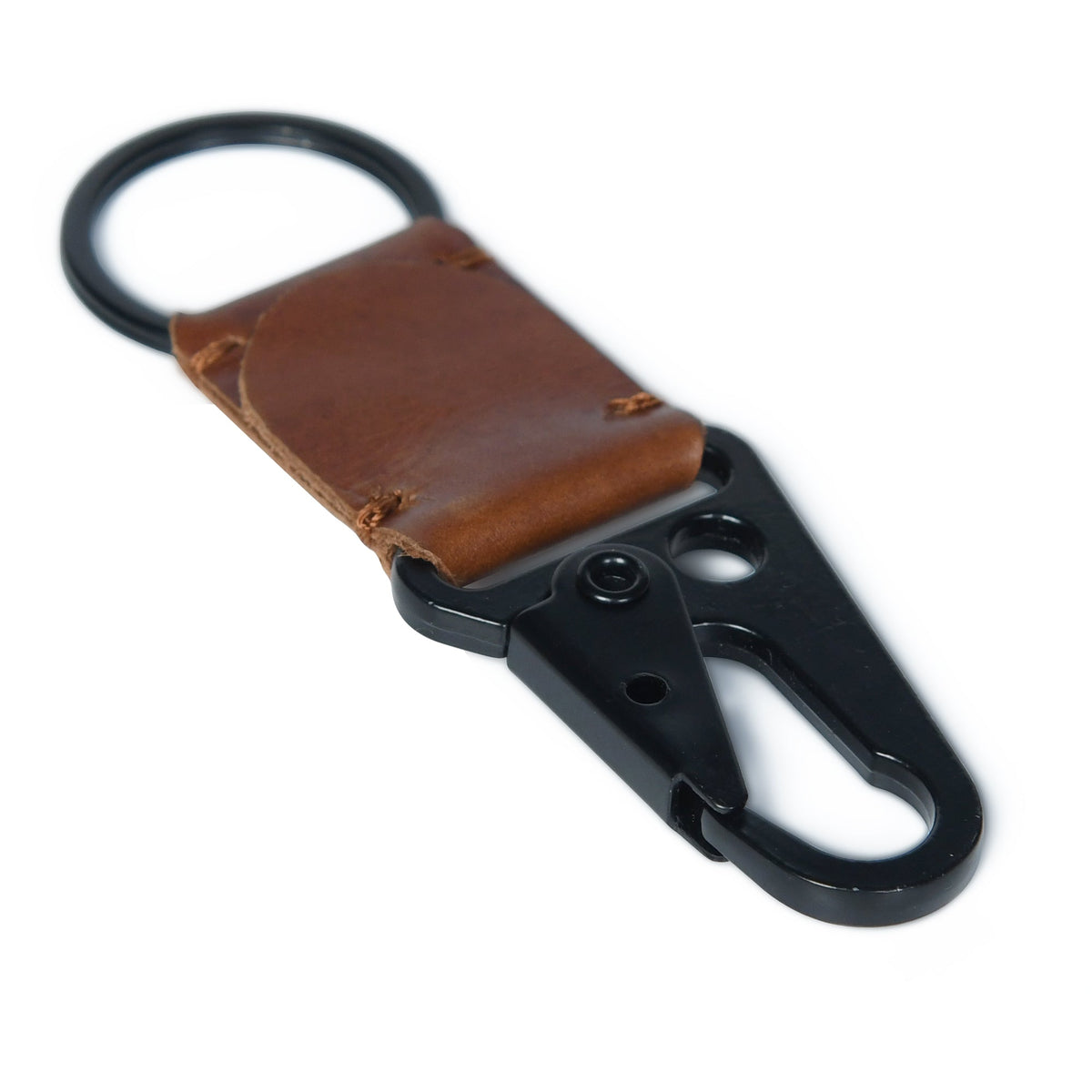 Leather-Metal Key Ring Keychain by Classy Leather Bags