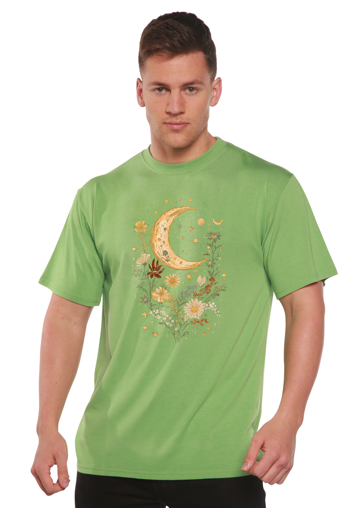 Celestial Moon Boho Flowers Vintage unisex bamboo graphic T-shirt – view 10
