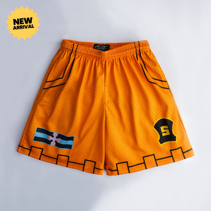 Off Duty Uniform anime mesh shorts with sublimated design