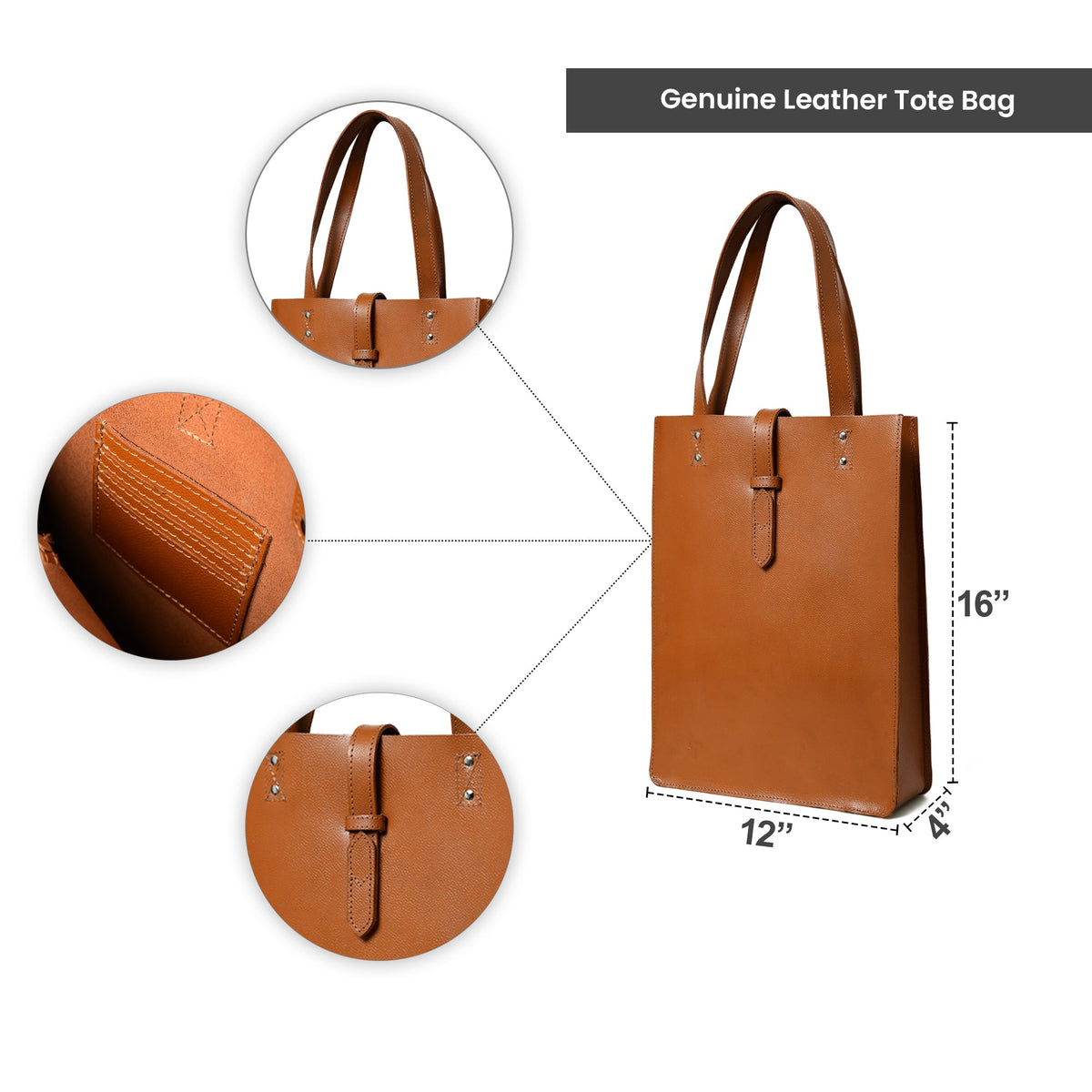 Chestnut Elegance Leather Tote by Classy Leather Bags