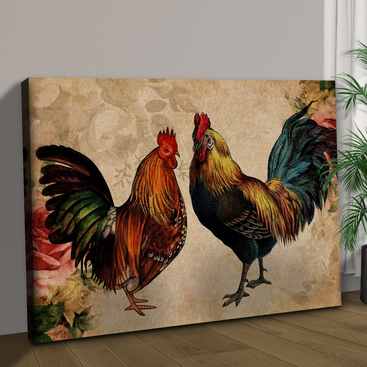 Retro Rooster Chicken Canvas Wall Art by Tailored Canvases
