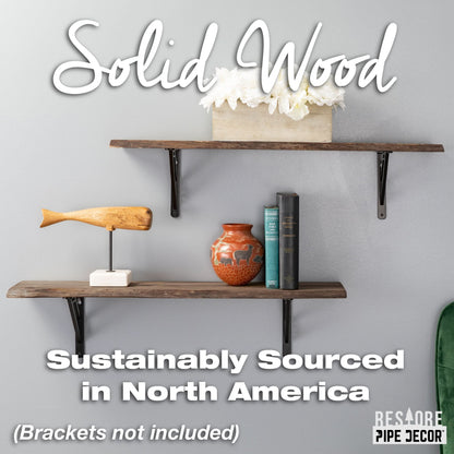 RESTORE Trail Brown 36 in. Live Edge Wood Shelf (Wood Only) by PIPE DECOR