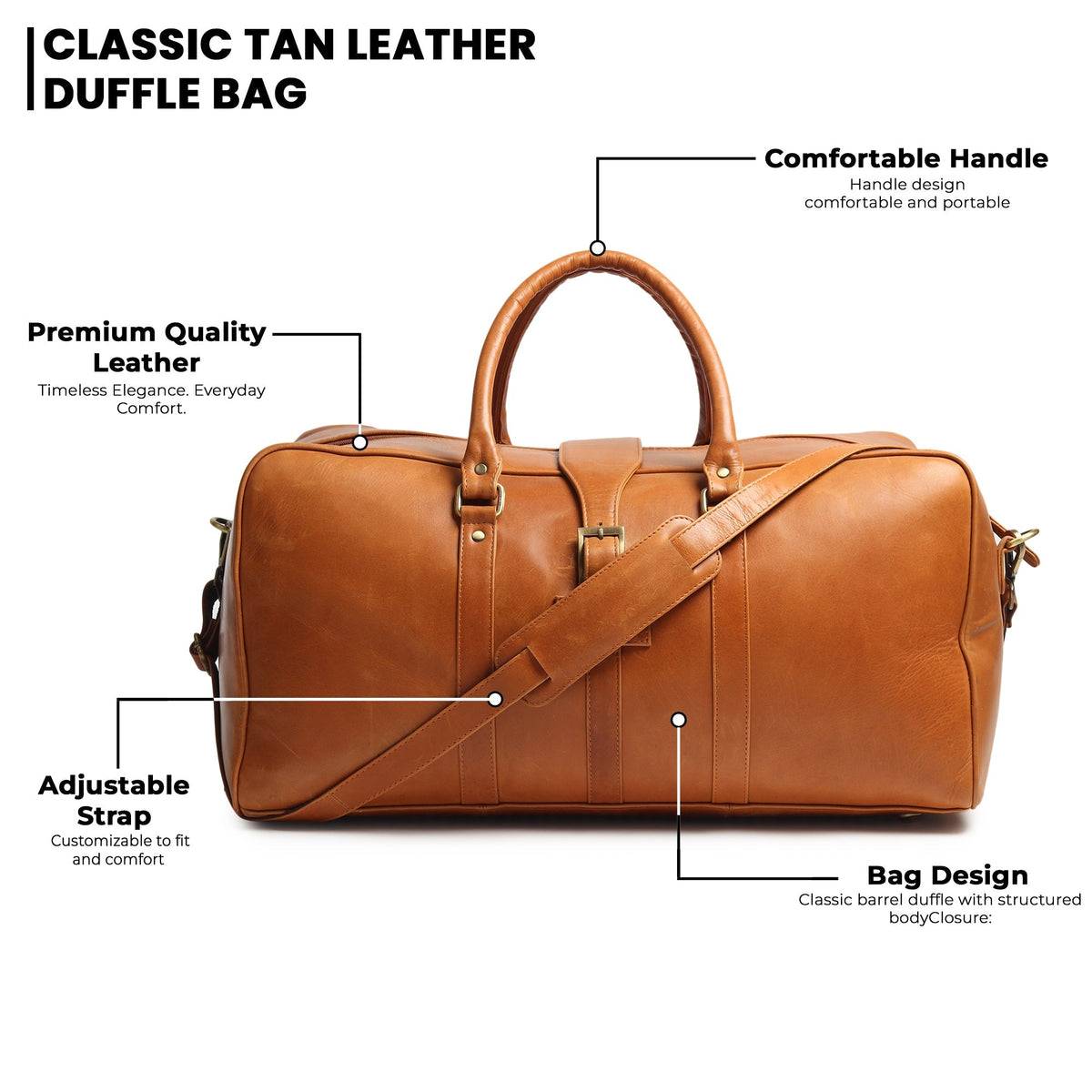 Port Blair Leather Duffle Travel Bag by Classy Leather Bags