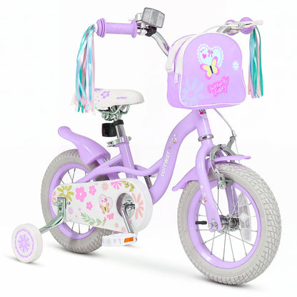 12-inch girls bike with front bag and training wheels, GBruno Store, view 2