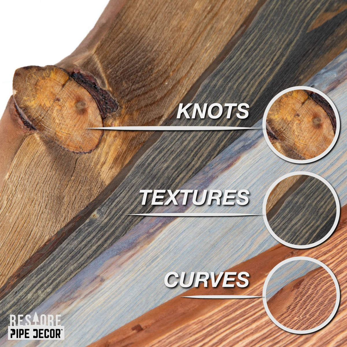 PIPE DECOR 24 in. Trail Brown live edge wood shelf with L-shaped pipe brackets, view 6