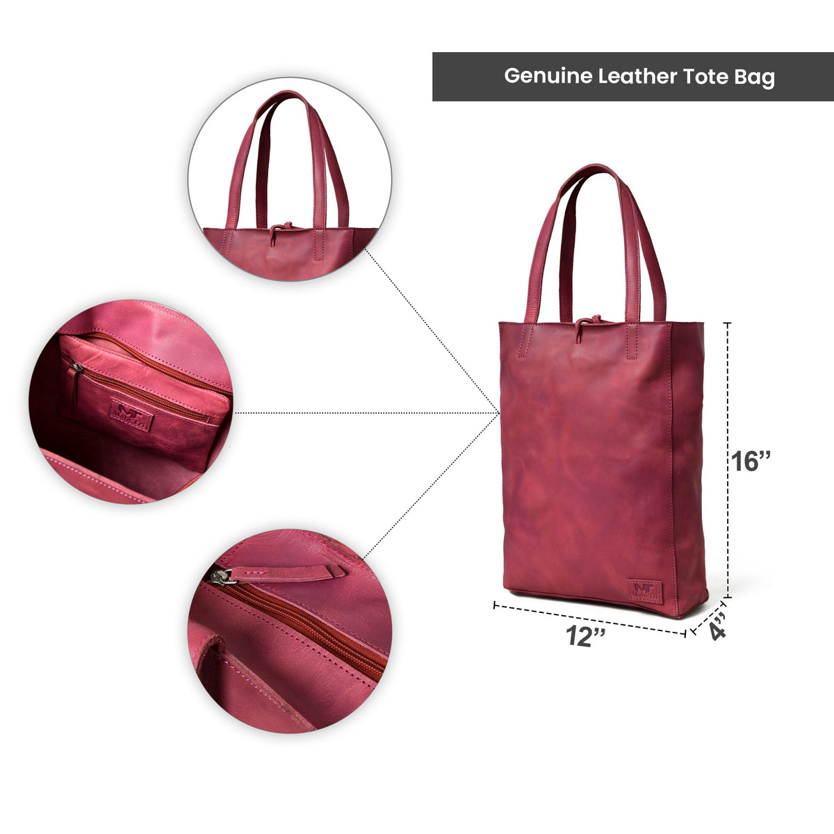 Maroon Leather Tote Bag by Classy Leather Bags
