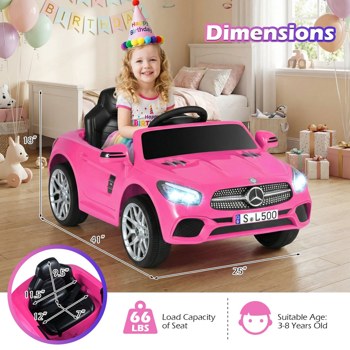 12V Kids Ride on Car Licensed Mercedes-Benz with Remote and Music by GBruno Store