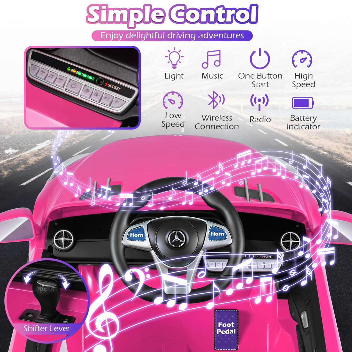 12V Kids Ride on Car Licensed Mercedes-Benz with Remote and Music by GBruno Store