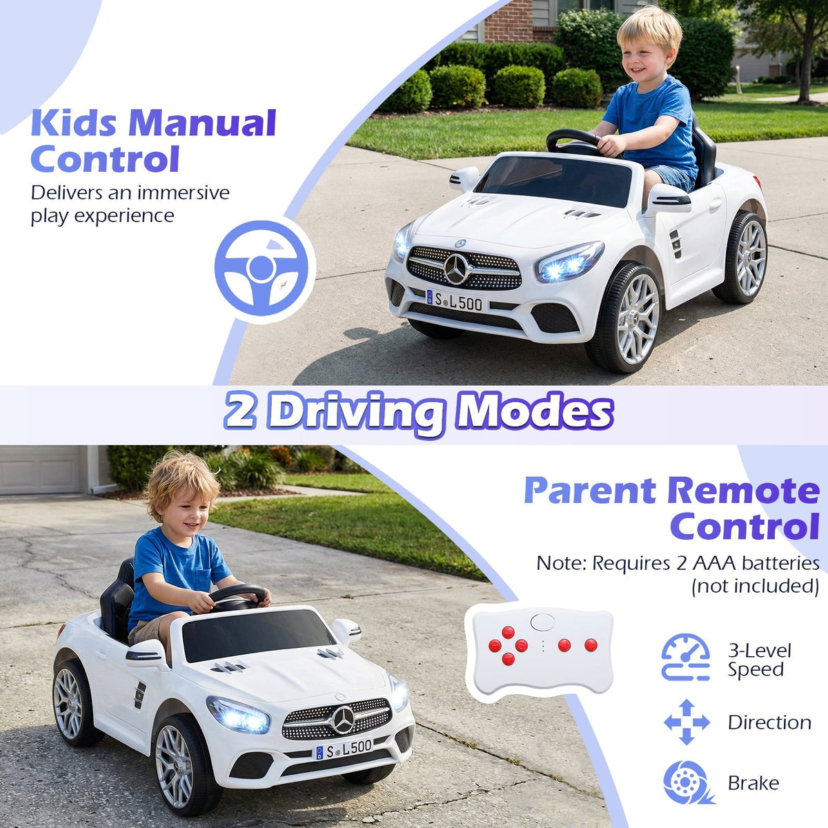 12V Kids Ride on Car Licensed Mercedes-Benz with Remote and Music by GBruno Store
