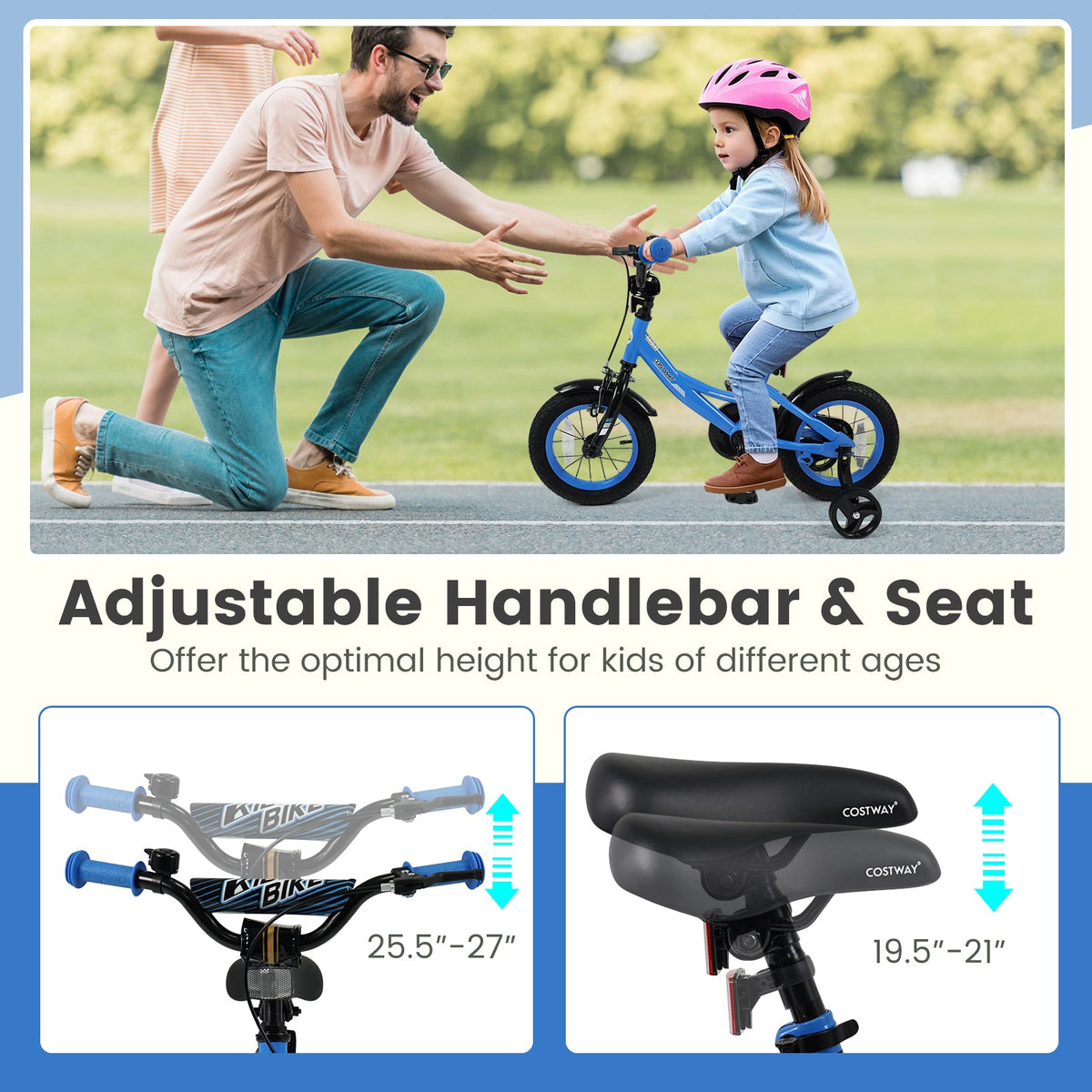 12/14/16/18 Inches Kids Bike with Removable Training Wheels and Adjustable Seatfor 3-8 Years Old Navy by GBruno Store