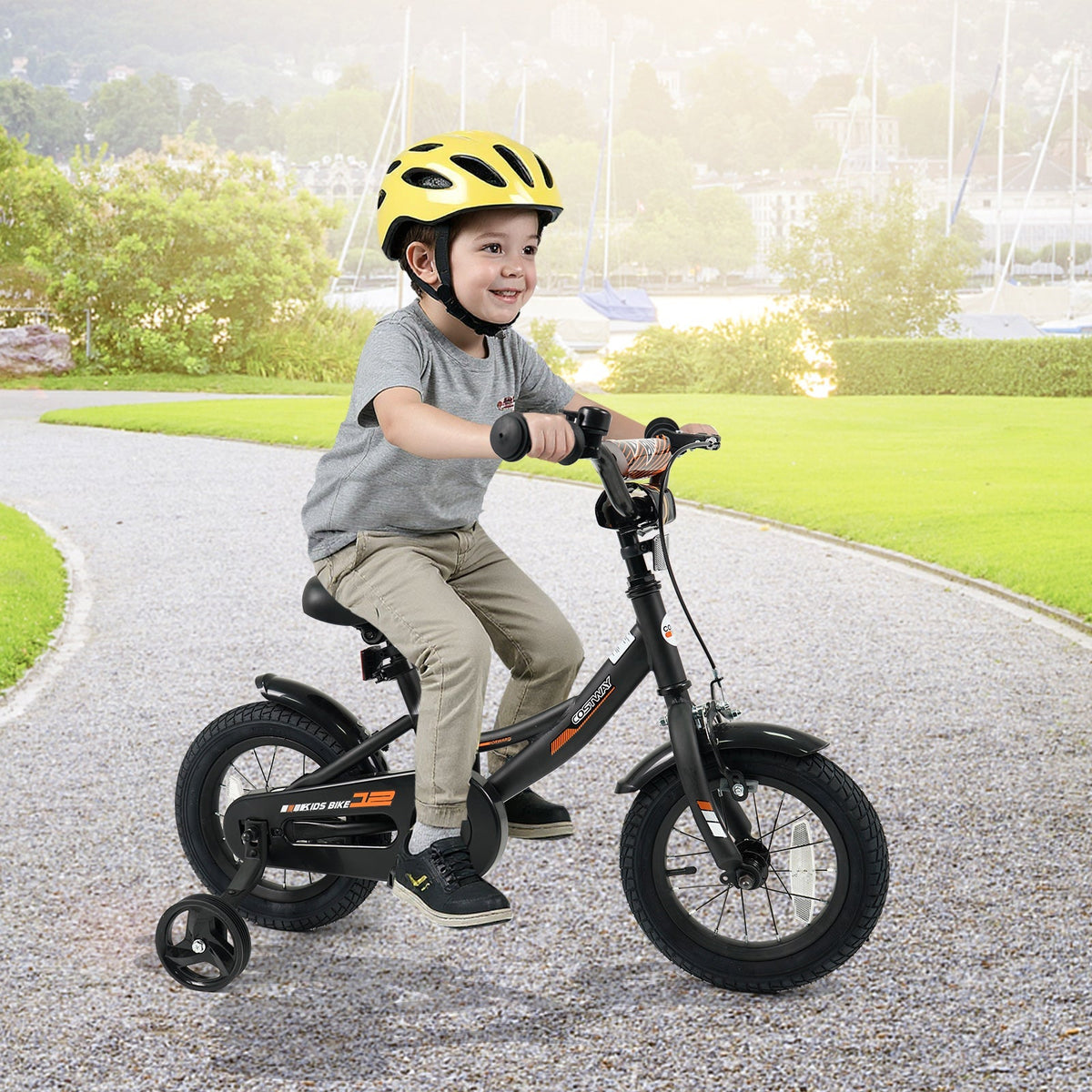 12/14/16/18 Inches Kids Bike with Removable Training Wheels and Adjustable Seatfor 3-8 Years Old Black by GBruno Store