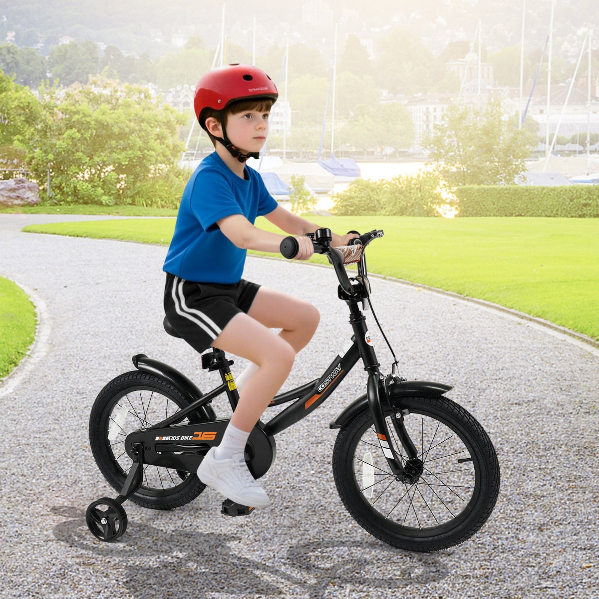 12/14/16/18 Inches Kids Bike with Removable Training Wheels and Adjustable Seatfor 3-8 Years Old Black by GBruno Store