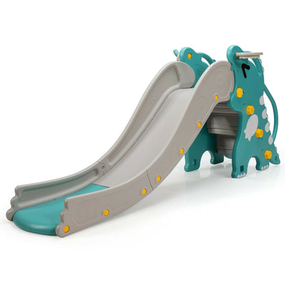 Green kids slide play set with basketball hoop by GBruno Store, view 3