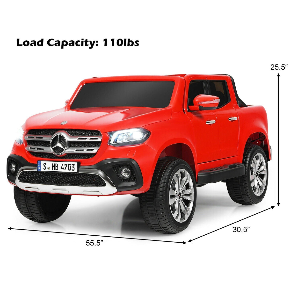 Red 12V Mercedes-Benz X Class 2-seater kids ride-on car, GBruno Store, view 5