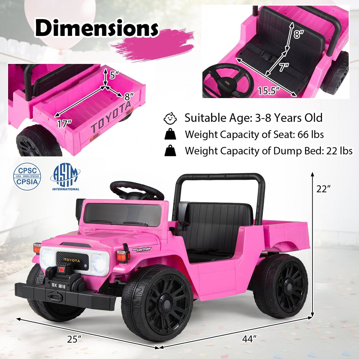 Kids electric ride-on truck with dump bed, GBruno Store, view 4