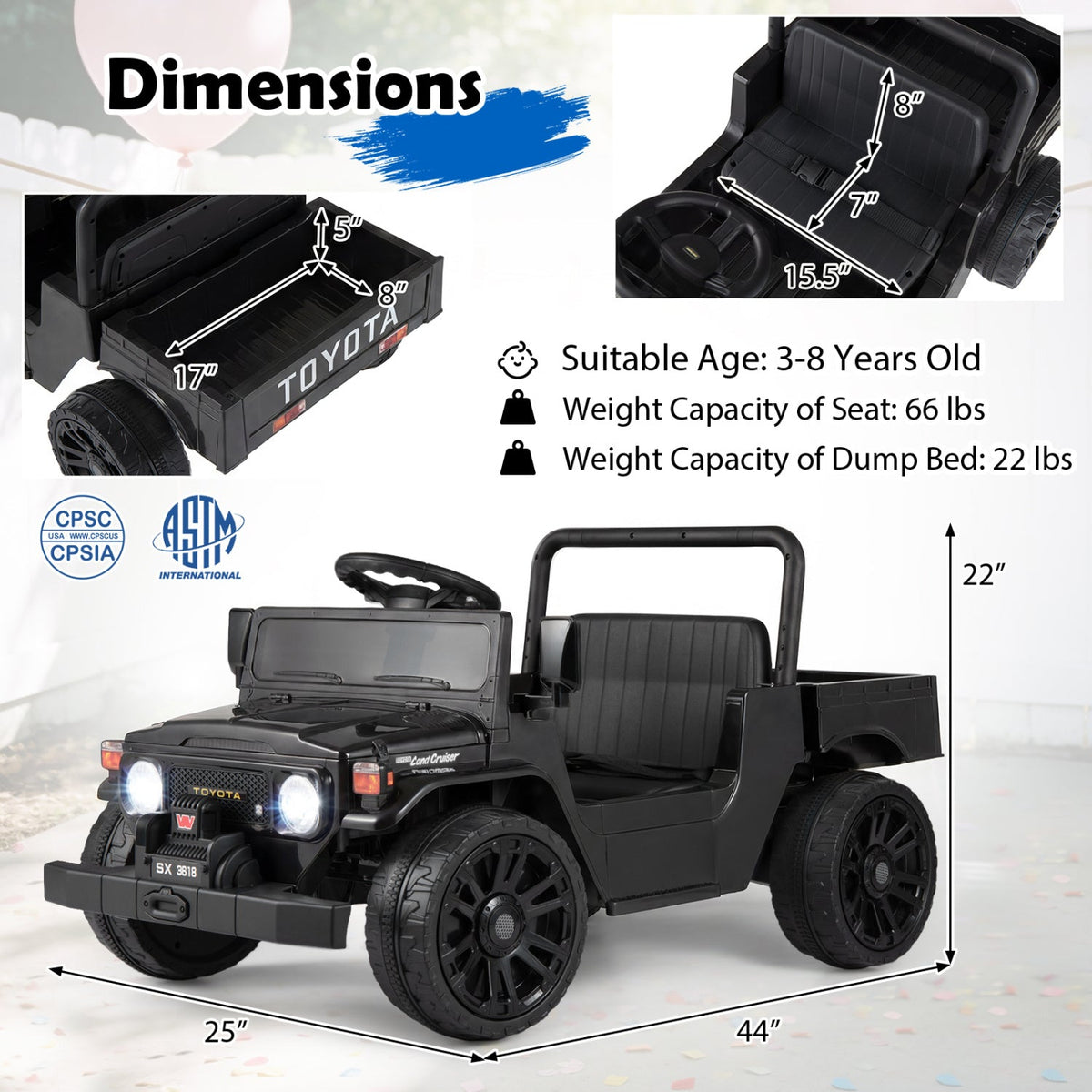 Kids electric ride-on truck with dump bed, GBruno Store, view 12