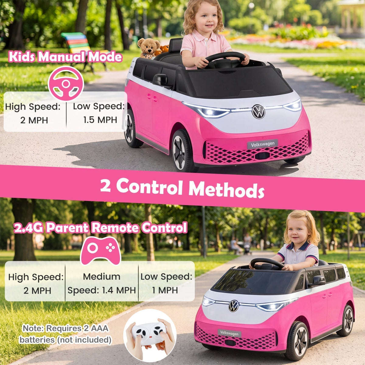 12V Electric Ride-On VW Bus with Remote Control & MusicRide-On ToyTorqelo.com
