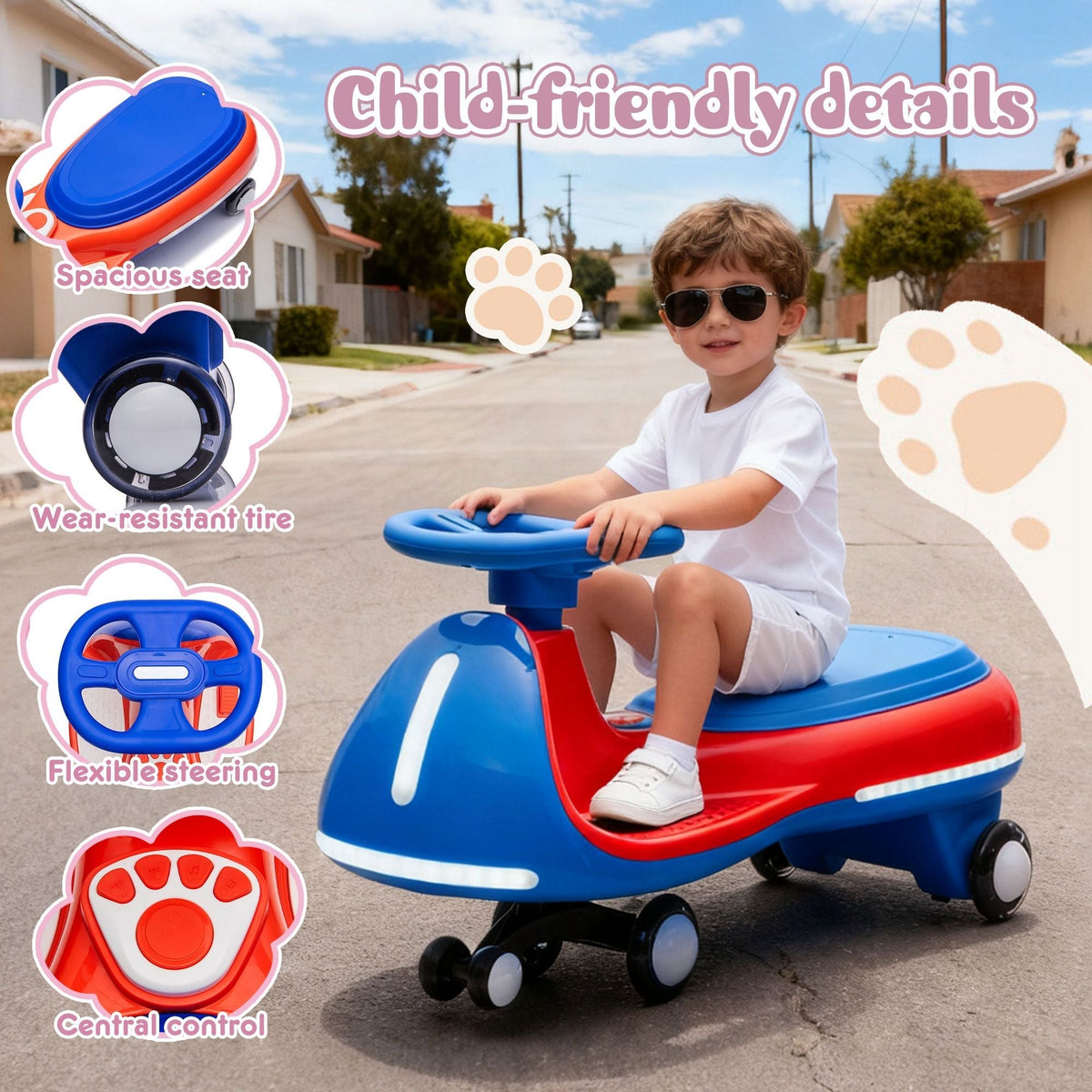12V Electric Wiggle Ride On Car with Dual Motors & LED LightsRide-On ToyTorqelo.com