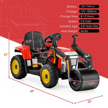 Kids electric road roller ride-on toy with drum roller, GBruno Store, view 3