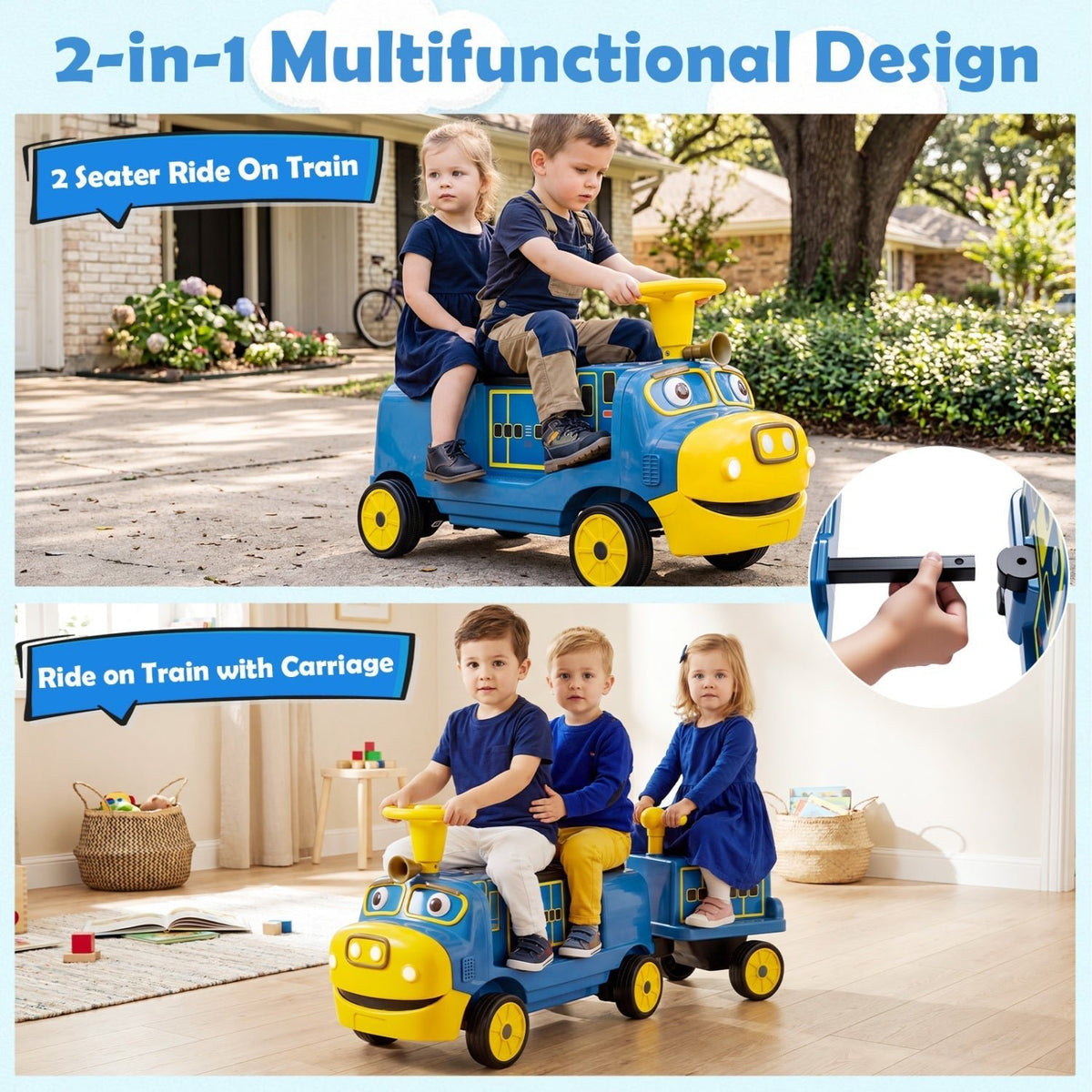 Licensed Chuggington 12V 3-seater ride-on train with detachable carriage, GBruno Store, view 6