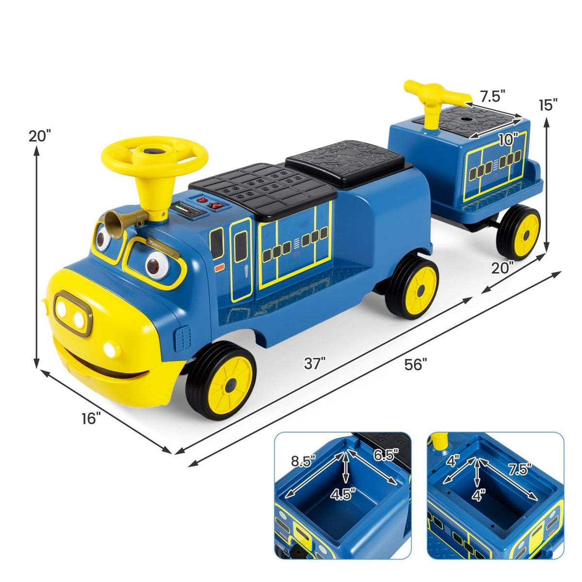 Licensed Chuggington 12V 3-seater ride-on train with detachable carriage, GBruno Store, view 5
