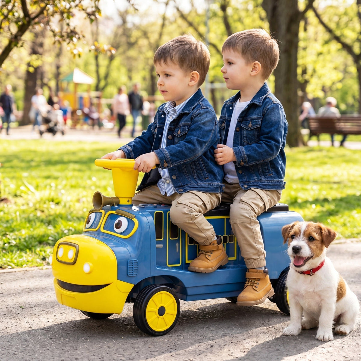 Licensed Chuggington 12V 3-seater ride-on train with detachable carriage, GBruno Store