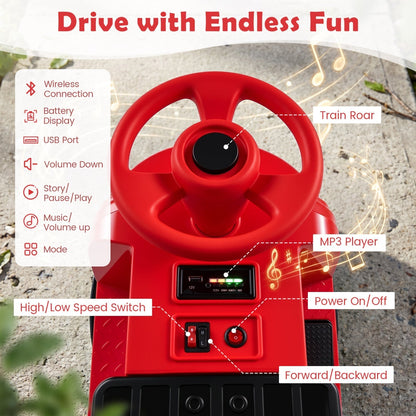 12V Kids Ride-On Train 3-Seater with Detachable CarriageRide-On ToyTorqelo.com